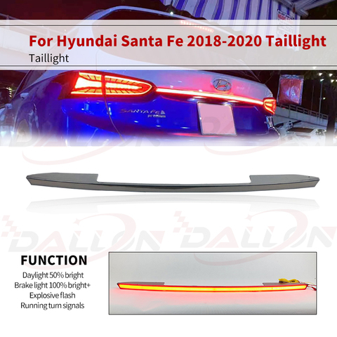 Luz trasera de parachoques trasero para coche, Reflector LED rojo/humo para Hyundai Santa Fe 2022, lámpara de freno, señal de giro de advertencia ► Foto 1/6