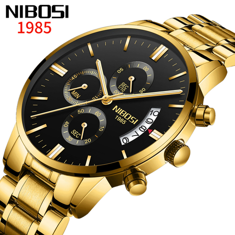 NIBOSI-reloj analógico de cuarzo para hombre, accesorio de pulsera resistente al agua con calendario, complemento Masculino de marca de lujo con diseño militar y estilo informal ► Foto 1/6