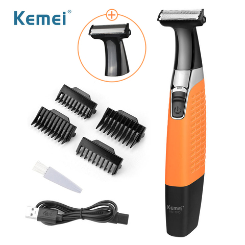 Kemei-maquinilla de afeitar eléctrica recargable para hombre, recortadora de barba con cuchilla Extra, lavable, 100-240V, KM-1910 38 ► Foto 1/6