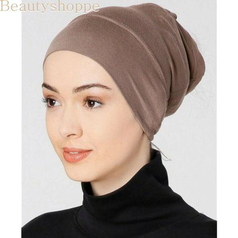 2022 modal suave gorros Hijab interiores musulmán stretch turbante islámica Underscarf sombrero diadema de mujer tapa del tubo turbante mujer ► Foto 1/6