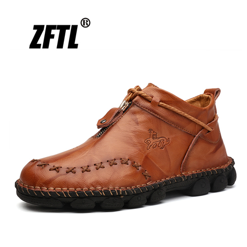 ZFTL-zapatos informales de piel auténtica para hombre, mocasines retro hechos a mano, de estilo nacional, talla grande, otoño e invierno, 136 ► Foto 1/6