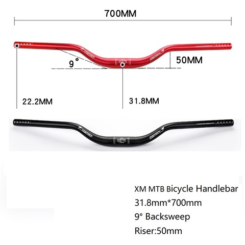 31,8mm * 700mm XM MTB bicicleta elevador de manillar de bicicleta de montaña aumento de la barra de la manija de tubo de grado 9 Backsweep piezas de bicicleta ► Foto 1/6