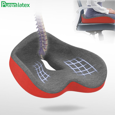Purenlatex-cojín para silla de coxis, cojín ortopédico de espuma viscoelástica para la parte inferior de la espalda y alivio del dolor de ciática ► Foto 1/6