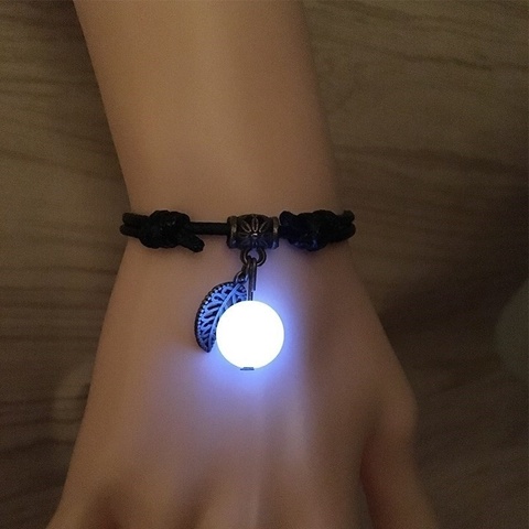 Pulsera con colgante de hoja de cuenta luminosa Simple para hombre y mujer, joyería para estudiantes, cadena trenzada de cuerda para pareja, año de nacimiento ► Foto 1/6