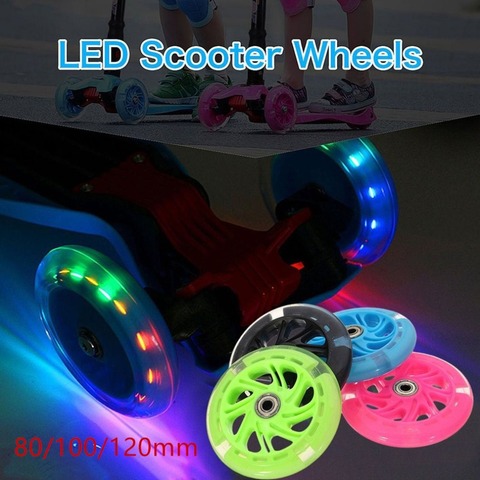 Rueda para patinete eléctrico, destello de luz LED de 80mm, 100mm, 120mm, 5 colores, regalos para chico ligero ► Foto 1/1