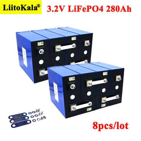 8x Liitokala 3,2 V 280Ah lifepo4 baterías de 12V 24V pack de batería recargable para coche eléctrico RV sistema de almacenamiento de energía Solar ► Foto 1/1