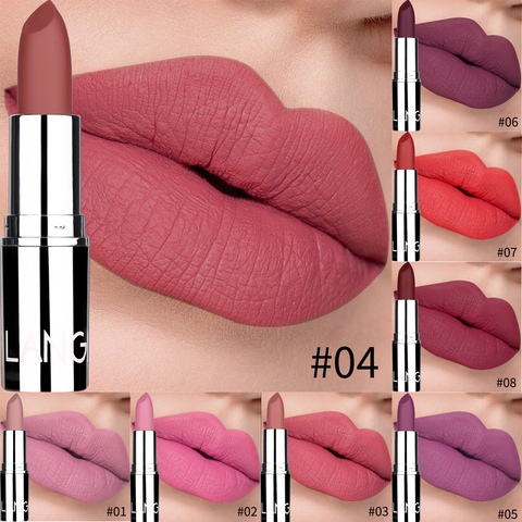 Lápiz de labios 8 colores mate Bullet, resistente al agua, larga duración, terciopelo, fácil de usar, 2022 desnudo, maquillaje nutritivo ► Foto 1/6