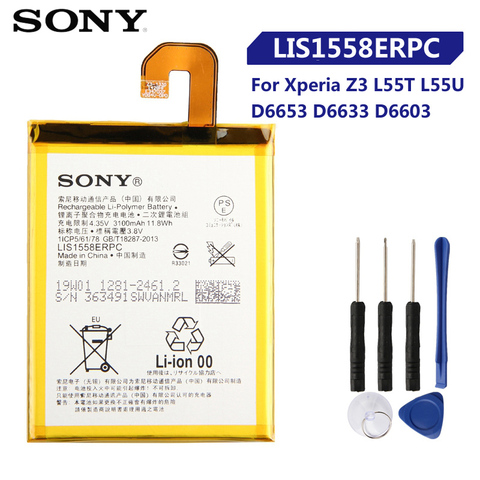 Reemplazo Original Sony batería para SONY Xperia Z3 L55T L55U D6653 D6633 D6603 LIS1558ERPC batería Original del teléfono 3100mAh ► Foto 1/6