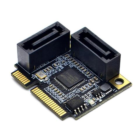 Adaptador de 2 puertos Mini PCI-E PCI Express a SATA 3,0, convertidor de tarjeta de extensión de disco duro, tarjetas para Windows, Mac, Linux OS ► Foto 1/6