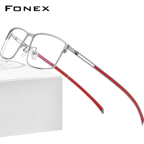 FONEX Montura de gafas de aleación de titanio-gafas cuadradas graduadas para hombre, anteojos para miopía, Marcos ópticos coreanos sin tornillos, F1010, 2022 ► Foto 1/6