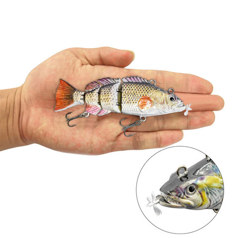 10cm nuevo pequeño robot piscina señuelos pesca eléctrica Auto cebo Wobblers para Swimbait USB recargable luz LED para destellear ► Foto 1/6