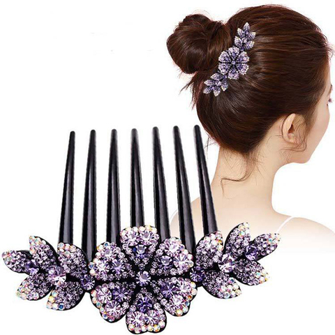 Peineta nupcial con hojas de flores de cristal para niña, adornos de cristal para el cabello, joyería, accesorios para el cabello de boda, regalo de San Valentín ► Foto 1/5