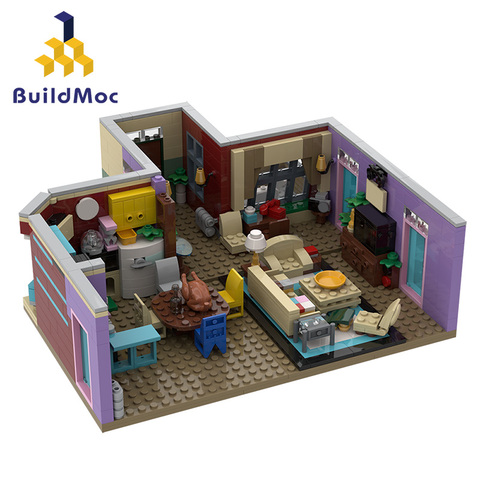 Buildmoc ciudad Kits de juegos de bloques de construcción amigos Casa de Mónica, dormitorio y cocina modelo Brinquedos juguetes educativos para niñas ► Foto 1/1