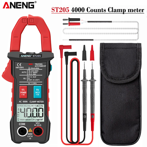 ANENG ST205 medidor de pinza Digital multímetro analógico pinza de corriente DC/AC Medidor de rango automático inteligente con probador de temperatura ► Foto 1/6