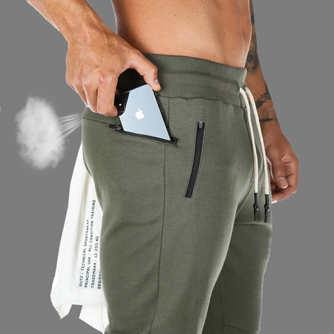 Pantalones de chándal informales para hombre, pantalones de chándal sólido alto, pantalones deportivos transpirables multifuncionales para hombre ► Foto 1/6