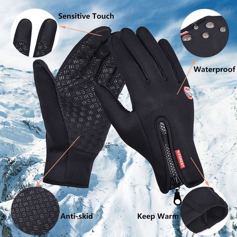 Guantes de Motocross para invierno, guantes de Moto para pantalla táctil, resistentes al viento, guantes para deportes al aire libre, cálidos, antideslizantes, impermeables, para hombre y mujer ► Foto 1/6