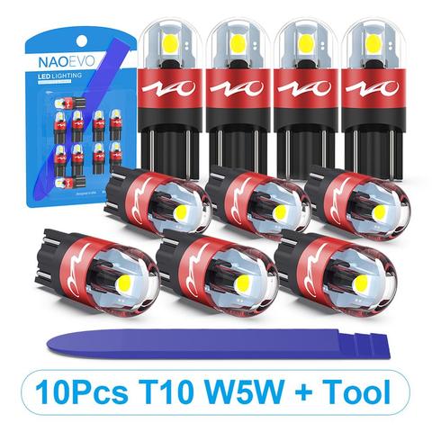 NAO 10 piezas coche LED bombillas T10 LED W5W 168 señal Auto de luces 12 V luz de placa de licencia maletero lámpara COB blanco 3030 SMD ► Foto 1/6