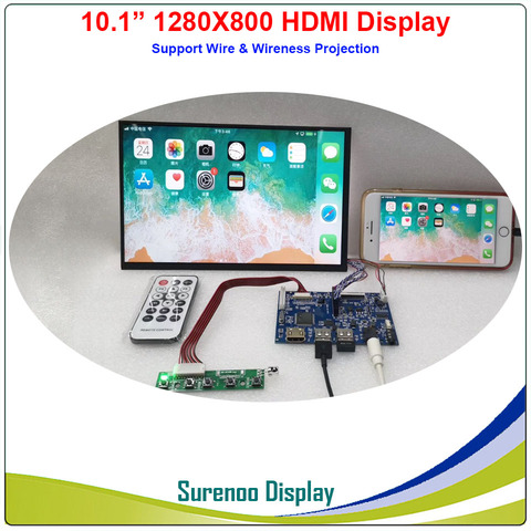 Panel de pantalla LCD IPS de 10,1 pulgadas, 1280x800, HDMI, con Wifi USB para Apple y Android, cable/proyección inalámbrica ► Foto 1/4