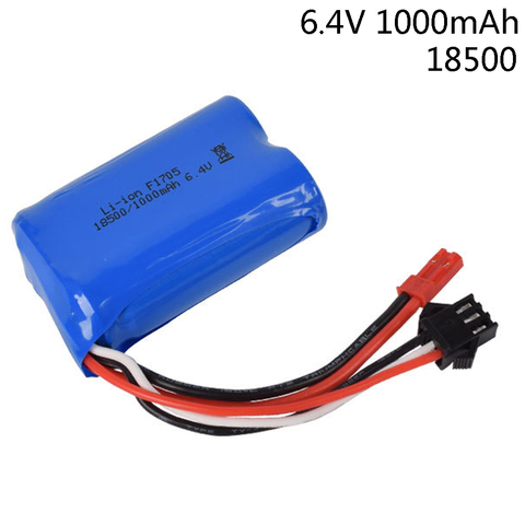 6,4 V 1000mAh Li-Ion batería de 18500 para wltoys A303 A313 A323 A333 1/12 juguetes del coche del RC de la batería accesorios 6,4 V batería JST-2P macho ► Foto 1/6