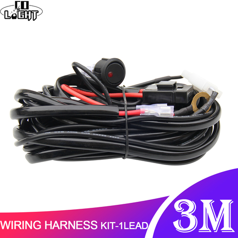 Cable de barra de luz LED CO LIGHT para coche, Kit de cables de 3M, 12V, 24V, 40A, arnés de cableado, relé, fusible para conducción automática, lámpara de trabajo Led todoterreno ► Foto 1/6