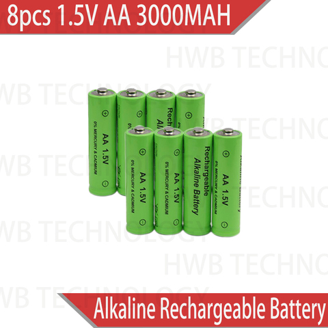 8 unids/lote nueva marca AA batería recargable 3000 mAh 1,5 V alcalinas nuevo batería recargable para led de luz de juguete mp3 envío libre ► Foto 1/5