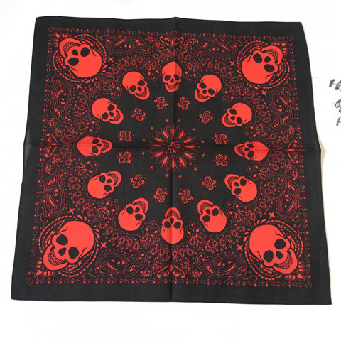 Pañuelos de algodón con estampado de calavera para mujer, Bandanas geométricas de Cachemira, diadema cuadrada, pañuelo para el cuello, cinta para el pelo, más colores ► Foto 1/6