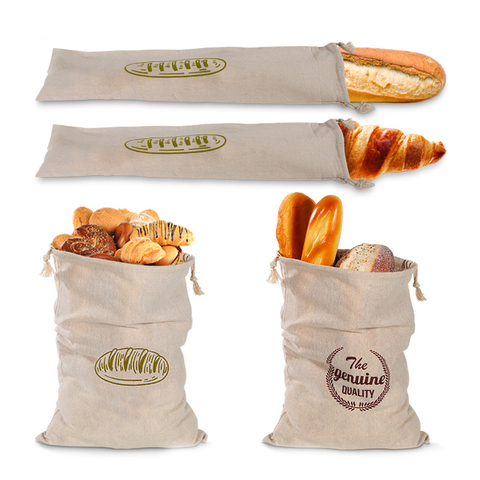 Bolsas de lino reutilizables para pan, bolsa de almacenamiento de pan artesanal casero, bolsas de pan de lino para Baguette ► Foto 1/6