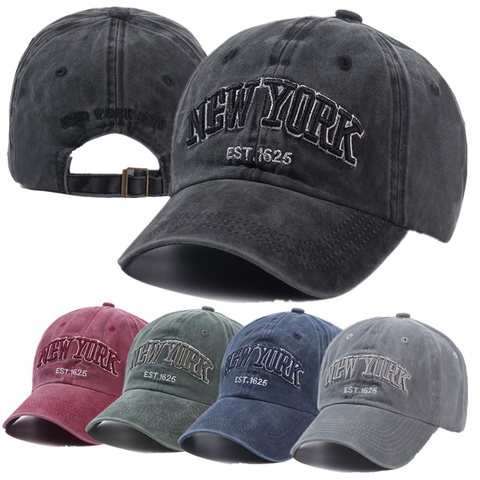 De alta calidad de la marca nueva York lavado gorra de algodón para hombres y mujeres Gorras con visera casquete de Gorras de béisbol sombrero de papá gorra para exteriores ► Foto 1/6