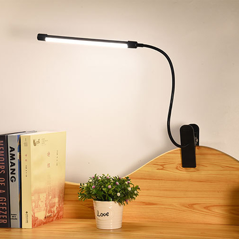 Tomshine-Lámpara LED de escritorio con abrazadera, regulable, para el cuidado de los ojos, Flexible, con USB, para lectura nocturna, para dormitorio, mesita de noche ► Foto 1/6