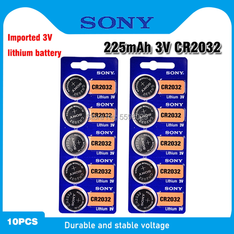 Pila de botón de litio Sony CR2032, batería para reloj, control remoto electrónico, 3V CR 2032 DL2032 ECR2032 BR2032, 10 uds. ► Foto 1/6