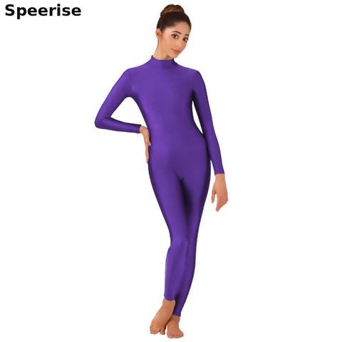 Las mujeres de Lycra Spandex Unitard Body con mangas largas Ropa de baile Biketard disfraces Cosplay Yoga monos traje de cremallera trasera para adultos ► Foto 1/6