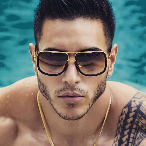 Anteojos De Sol con marco grande para hombre y mujer, Gafas De Sol cuadradas De Metal, estilo Retro, Vintage, De alta calidad ► Foto 1/6