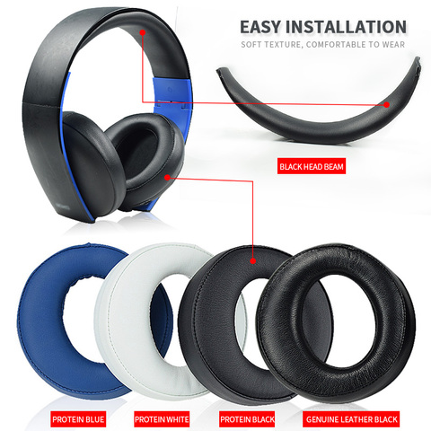 Almohadillas de oreja negras originales almohadillas para orejeras para SONY gold Wireless PS3 PS4 7,1 auriculares de envolvente Virtual CECHYA-0083 (L + R) ► Foto 1/6