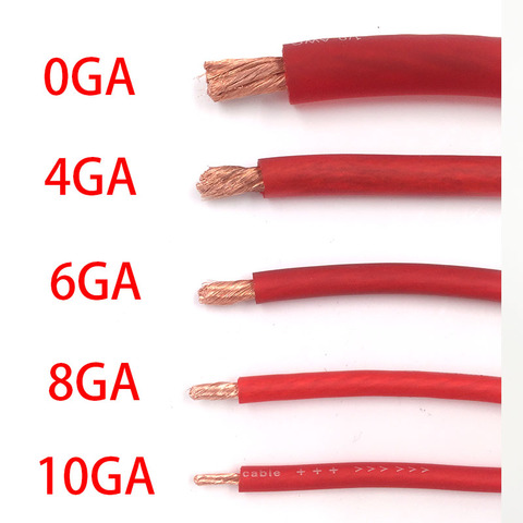 Cable de cobre puro de 1m de alta calidad con estándares internacionales, Cable de alimentación Hi-Fi 10GA 8GA 6GA 4GA 0GA Cable rojo ► Foto 1/6