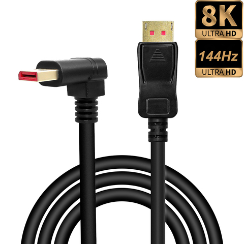 DisplayPort-Cable DP 1,4, 1,8 M, ángulo de 90 grados, 8K @ 60Hz, 4K @ 144Hz, HDR, puerto de pantalla de 32,4 Gbps, macho a Displayport ► Foto 1/6