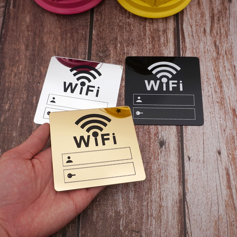 Señal de conexión WIFI 3D, espejo acrílico, pegatinas de pared, cuenta regrabable y contraseña para señal de conexión WIFI, edad, 10cm ► Foto 1/6