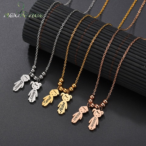 Nextvance-Colgante de acero inoxidable con nombre y fecha para niño y niña, collar con grabado de oro rosa familiar para regalo de recuerdo de cumpleaños ► Foto 1/6