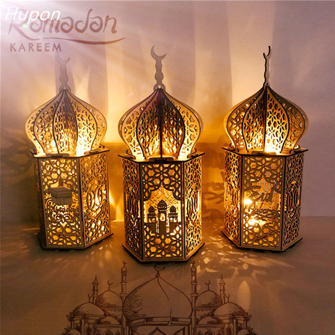 Luces LED de madera para decoración del hogar, suministros para fiesta islámica, Eid Mubarak, Ramadán, Eid, Eid, Mubarak, 1 unidad ► Foto 1/6