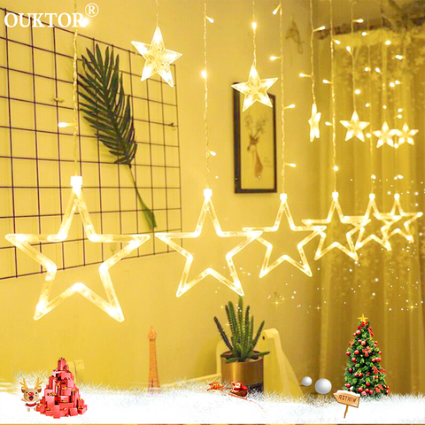 Guirnalda de luces Led con forma de estrella de hadas para decoración, cortina de luces para el hogar, boda, fiesta, vacaciones, interior, enchufe europeo, 2,5 V, 220 M ► Foto 1/6