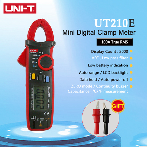 UNI-T UNI T UT210A UT210B UT210C UT210D UT210E Mini Medidores de pinza digitales RMS, rango automático VFC, capacitancia sin contacto, multímetro ► Foto 1/6