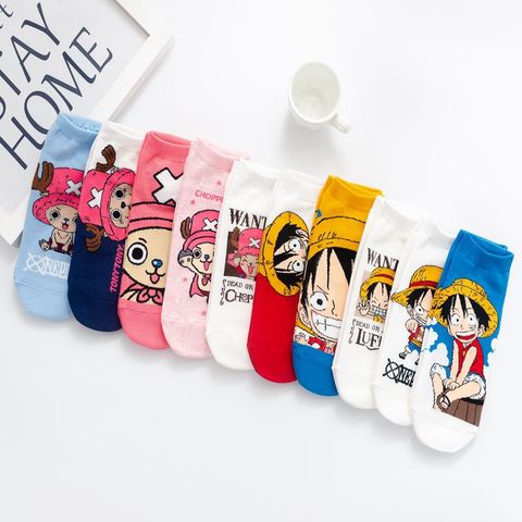 Calcetines Kawaii de dibujos animados para hombre y mujer, calcetín de una pieza, mono, Luffy, Tony, Chopper, barco, color rosa, regalo, novedad ► Foto 1/6