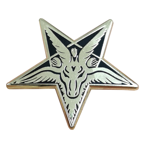 Baphomet cabeza de cabra esmalte pin satánico pentagrama del ocultismo wicca gótico mal joyería ► Foto 1/3