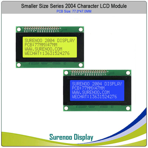 Módulo de pantalla LCD de tamaño más pequeño, 77,0x47,0 MM, 204x2004, caracteres, LCM, azul, amarillo, verde, con retroiluminación LED ► Foto 1/4