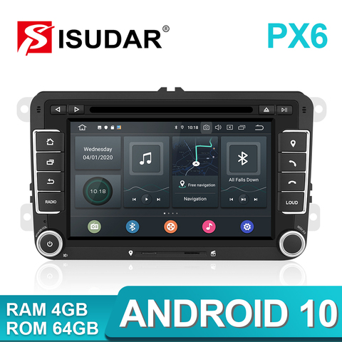 Isudar coche reproductor Multimedia Android 9 GPS 2 Din para VW/Golf/Tiguan/Skoda/Fabia/ rápido/asiento/León Canbus automotriz DVD Radio DSP ► Foto 1/5