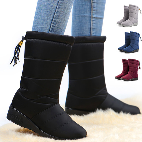 Botas de nieve impermeables para Mujer, botines de piel afelpada, calzado aislante con borlas, color negro, para Invierno, 2022 ► Foto 1/6