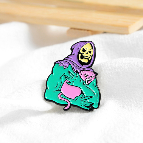 Broche de calavera verde con diseño de demonio, zorro, esmalte creativo, broche de fantasma irregular aterrador, insignias de solapa de alfiler, regalo de fiesta, joyería ► Foto 1/6