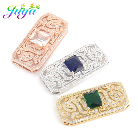 Juya-Accesorios de joyería DIY para mujer, Micro pavé de circón, conector Rectangular, colgantes para mujer, perlas, fabricación de joyas de borlas ► Foto 1/6