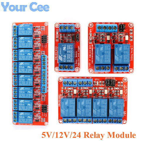 1pc 5V 12V 24V 1 2 4 8 módulo de canal de relé 1 2 4 8 con soporte de optoacoplador de alta y baja activador por flanco para Arduino ► Foto 1/6