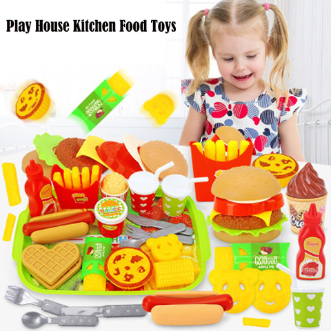 22 unids/set niños cocina juguetes, casa de juego de simulación de juguetes hamburguesa papas fritas perro caliente conjunto juguetes educativos para niños ► Foto 1/6