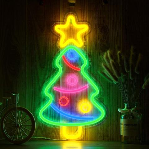 Árbol de Navidad de neón, lámpara LED de arco iris para decoración de bar, arcoíris, lámpara de neón, decoración de pared para Navidad, Bombilla de neón ► Foto 1/6